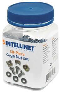 Intellinet Cage Nut Set (50 Pack) - M6 Nuts - Bolts and Washers - Suitable for Network Cabinets/Server Racks - Plastic Storage Jar - Lifetime Warranty - Cage nuts pack - Silver - Metal - Plastic - 10 g